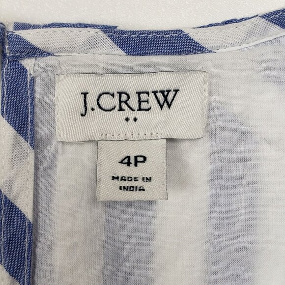 J.Crew Factory 100% Cotton Tiered Midi Dress Women's Size 4P Blue & White Stripe - Picture 2 of 16